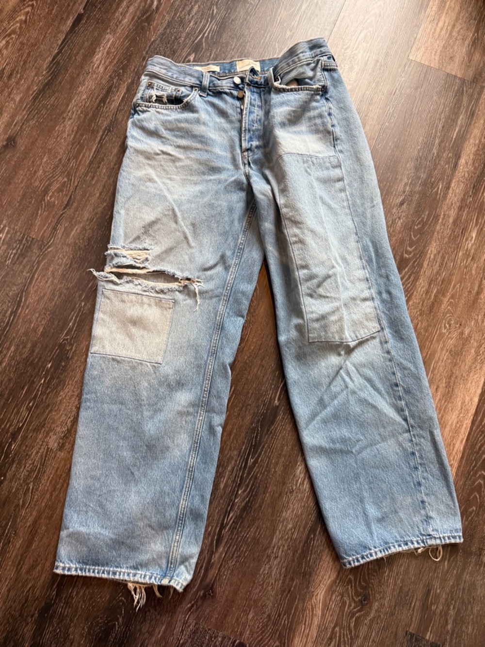 Universal Thread Light Blue Relaxed Patchwork Women's Jeans